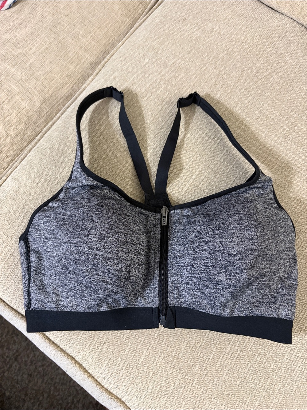 VSX Front-Zip Heathered Gray Sports Bra-Victoria Secert